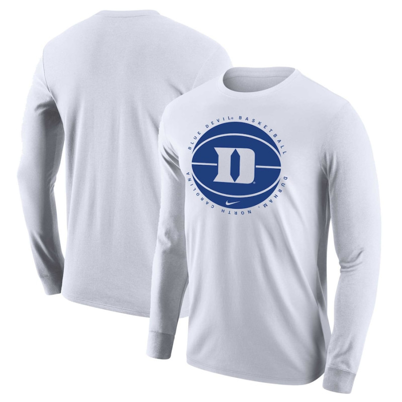 Men's - Duke Blue Devils Nike Long Sleeve White College Basketball T-Shirt Men's - Duke Blue Devils Nike Long Sleeve White College Basketball T-Shirt