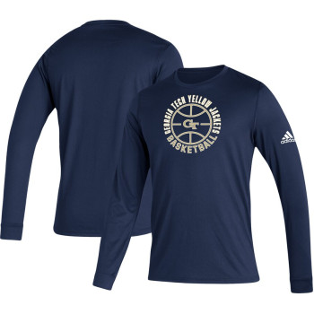 Men's - Georgia Tech Yellow Jackets adidas Locker Room On Point Creator Long Sleeve Navy College Basketball T-Shirt