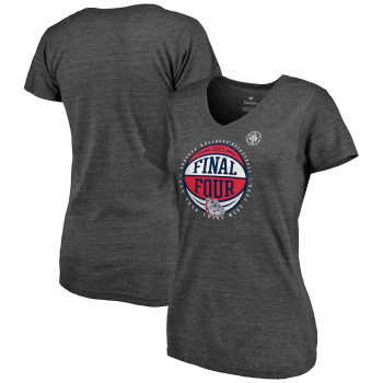 Women's Gonzaga Bulldogs 2021 NCAA Tournament March Madness Final Four Bound Short Corner Tri-Blend V-Neck Heathered Charcoal College Basketball T-Shirt