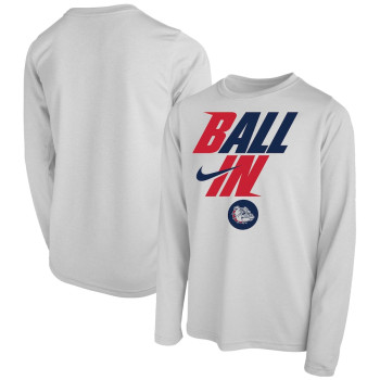 Youth Gonzaga Bulldogs Nike Ball In Bench Long Sleeve White College Basketball T-Shirt