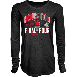 Women's Houston Cougars Blue 84 2021 NCAA Tournament March Madness Final Four Bound Tri-Blend Long Sleeve Black College Basketball T-Shirt