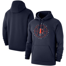 Men's - Illinois Fighting Illini Nike Icon Club Fleece Pullover Navy College Basketball Hoodie