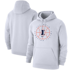 Men's - Illinois Fighting Illini Nike Icon Club Fleece Pullover White College Basketball Hoodie