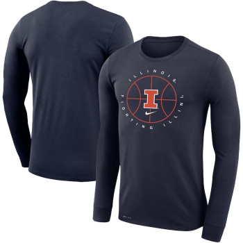 Men's - Illinois Fighting Illini Nike Icon Legend Performance Long Sleeve Navy College Basketball T-Shirt
