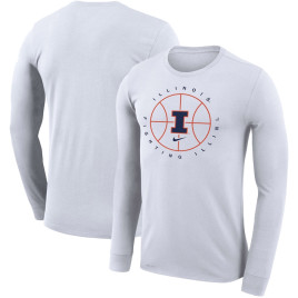 Men's - Illinois Fighting Illini Nike Icon Legend Performance Long Sleeve White College Basketball T-Shirt