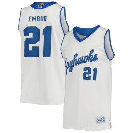 Men's - Joel Embiid Kansas Jayhawks Original Retro Brand Alumni Commemorative Classic Cream College Basketball Jersey