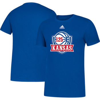 Men's - Kansas Jayhawks adidas 125th Season Amplifier Royal College Basketball T-Shirt