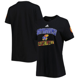 Women's Kansas Jayhawks adidas Bench Black College Basketball T-Shirt