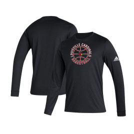 Men's - Louisville Cardinals adidas Locker Room On Point Creator Long Sleeve Black College Basketball T-Shirt