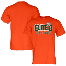 Women's Miami Hurricanes Blue 84 2023 NCAA Tournament March Madness Elite Eight Orange College Basketball T-Shirt