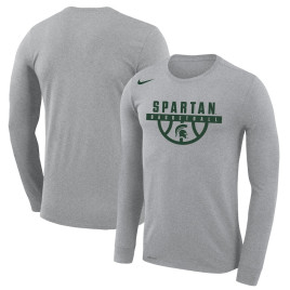 Men's - Michigan State Spartans Nike Drop Legend Long Sleeve Performance Gray College Basketball T-Shirt
