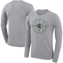 Men's - Michigan State Spartans Nike Icon Legend Performance Long Sleeve Heathered Gray College Basketball T-Shirt