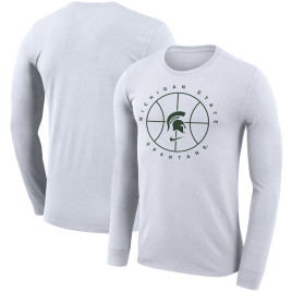 Men's - Michigan State Spartans Nike Icon Legend Performance Long Sleeve White College Basketball T-Shirt