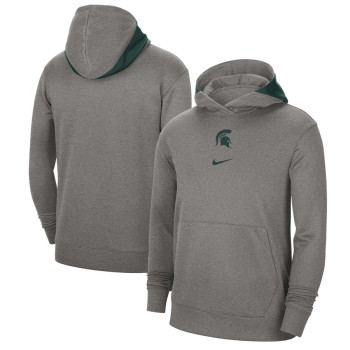 Men's - Michigan State Spartans Nike Team Spotlight Performance Pullover Heather Gray College Basketball Hoodie