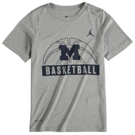 Youth Michigan Wolverines Jordan Brand and Logo Performance Gray College Basketball T-Shirt