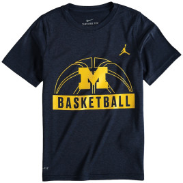 Youth Michigan Wolverines Jordan Brand and Logo Performance Navy College Basketball T-Shirt