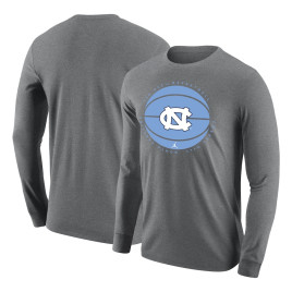 Men's - North Carolina Tar Heels Jordan Brand Long Sleeve Gray College Basketball T-Shirt