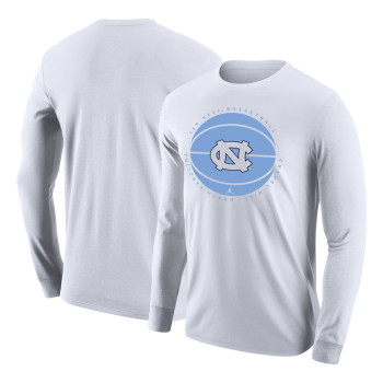 Men's - North Carolina Tar Heels Jordan Brand Long Sleeve White College Basketball T-Shirt