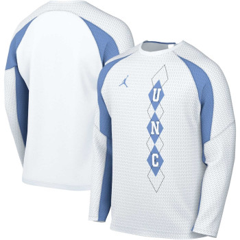 Men's - North Carolina Tar Heels Jordan Brand Shooting Raglan Long Sleeve White College Basketball T-Shirt