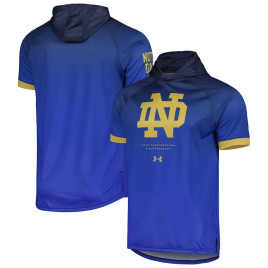 Men's - Notre Dame Fighting Irish Under Armour On-Court Raglan College Basketball Hoodie Navy College Basketball T-Shirt