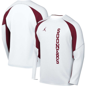 Men's - Oklahoma Sooners Jordan Brand Shooting Raglan Long Sleeve White College Basketball T-Shirt