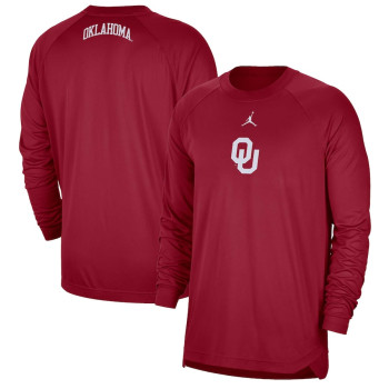 Men's - Oklahoma Sooners Jordan Brand Spotlight Performance Raglan Crimson College Basketball T-Shirt