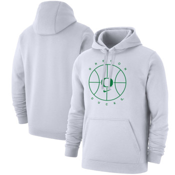 Men's - Oregon Ducks Nike Icon Club Fleece Pullover White College Basketball Hoodie