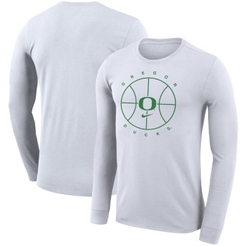 Men's - Oregon Ducks Nike Icon Legend Performance Long Sleeve White College Basketball T-Shirt