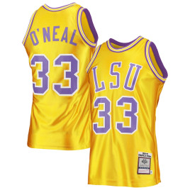 Men's - Shaquille O'Neal LSU Tigers Mitchell & Ness 1990-91 Authentic Throwback College Gold College Basketball Jersey