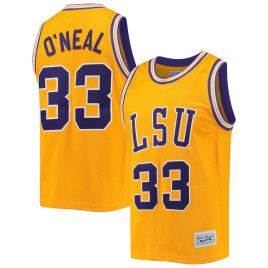 Men's - Shaquille O'Neal LSU Tigers Original Retro Brand Commemorative Classic Gold College Basketball Jersey