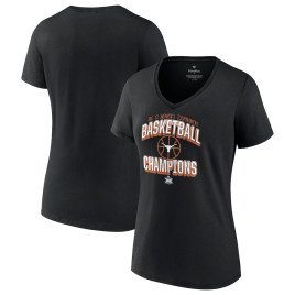 Women's Texas Longhorns 2022 Big 12 Conference Tournament Champions V-Neck Black College Basketball T-Shirt