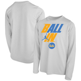 Youth UCLA Bruins Jordan Brand Ball In Bench Long Sleeve White College Basketball T-Shirt