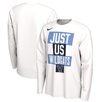 Men's - Villanova Wildcats Nike 2021 Postseason JUST US Bench Legend Long Sleeve White College Basketball T-Shirt