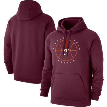 Men's - Virginia Tech Hokies Nike Icon Club Fleece Pullover Maroon College Basketball Hoodie