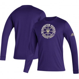 Men's - Washington Huskies adidas Locker Room On Point Creator AEROREADY Long Sleeve Purple College Basketball T-Shirt
