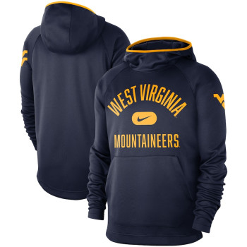 Men's - West Virginia Mountaineers Nike Spotlight Performance Raglan Pullover Navy College Basketball Hoodie
