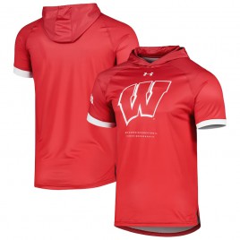 Men's - Wisconsin Badgers Under Armour On-Court Raglan College Basketball Hoodie Red College Basketball T-Shirt