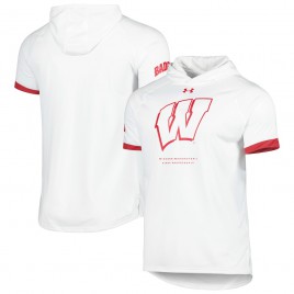 Men's - Wisconsin Badgers Under Armour On-Court Raglan College Basketball Hoodie White College Basketball T-Shirt