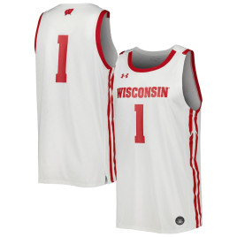 Men's - Wisconsin Badgers Under Armour Replica White College Basketball Jersey