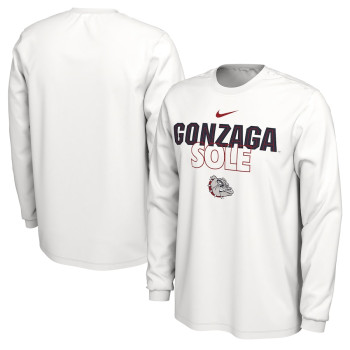Men's - Gonzaga Bulldogs Nike 2023 On Court Bench Long Sleeve White College Basketball T-Shirt Men's - Gonzaga Bulldogs Nike 2023 On Court Bench Long Sleeve White College Basketball T-Shirt