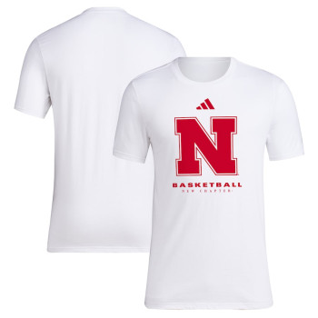 Men's - Nebraska Huskers adidas 2023 On Court Bench Fresh White College Basketball T-Shirt