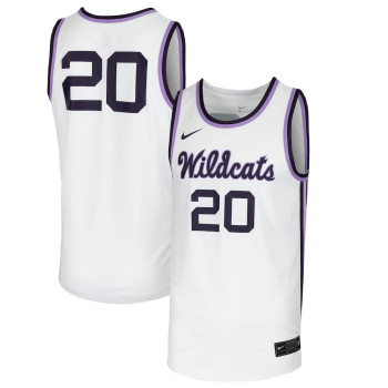 Men's - #20 Kansas State Wildcats Nike Team Replica White College Basketball Jersey