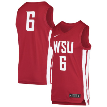 Men's - #6 Washington State Cougars Nike Replica Crimson College Basketball Jersey