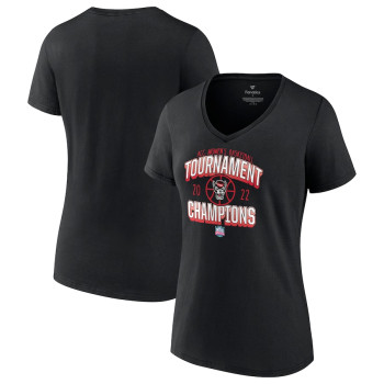 Women's NC State Wolfpack 2022 ACC Conference Tournament Champions V-Neck Black College Basketball T-Shirt